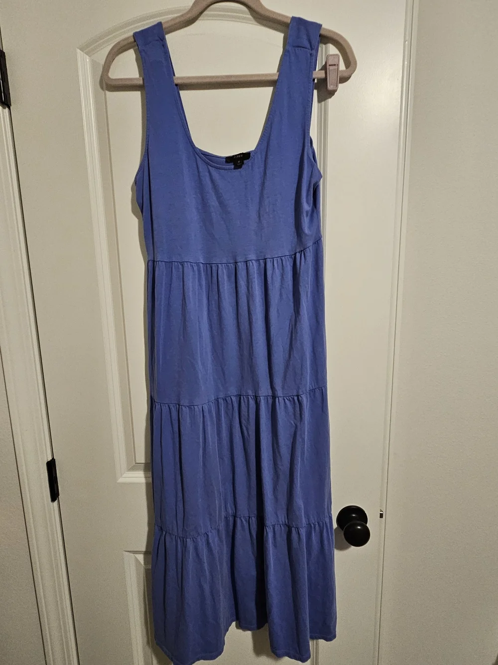 J.Crew Blue Sleeveless Tiered Cotton Maxi Dress - Size Medium - 49 Inches Long